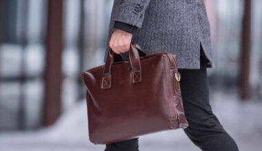 brown leather briefcase or black