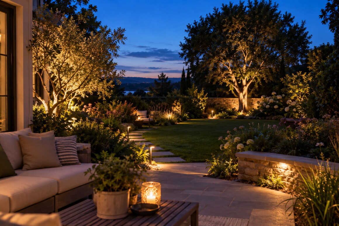 the three layer nightscape light the foreground, middle distance, and background