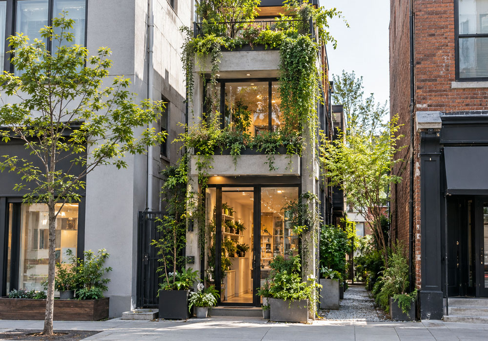 can a narrow commercial building make room for a garden